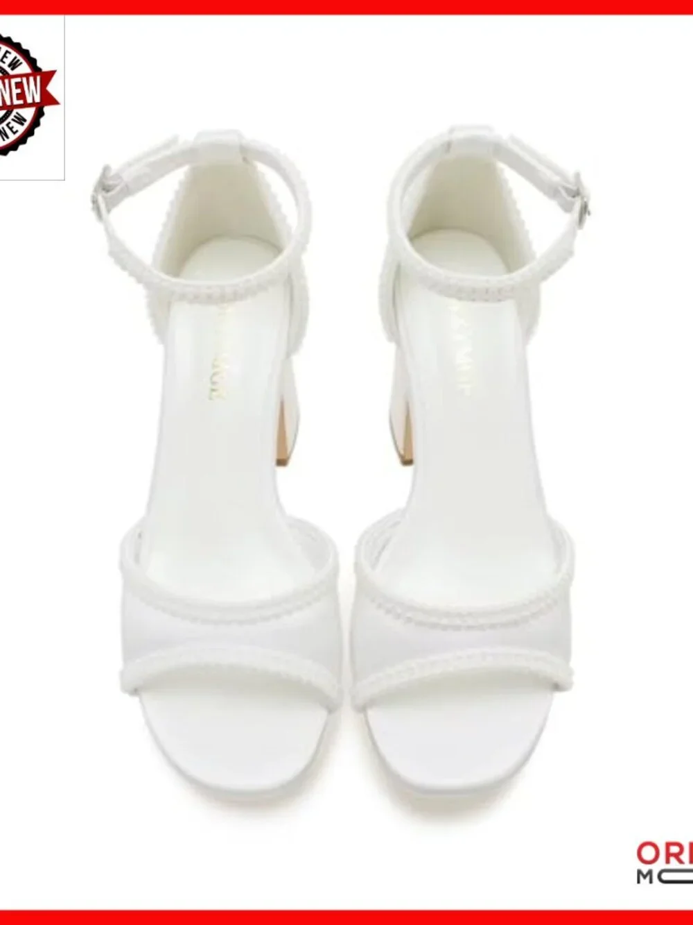 Platform Heel Wedding Sandals Open Toe Bridal Shoes Pearl Bead Details